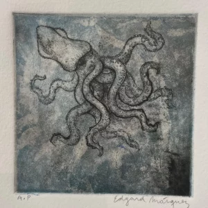 Pintura de un Calamar - Técnica de Aguafuerte - hecho por Edgard Márquez