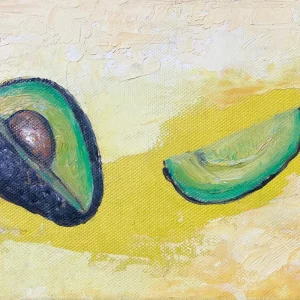 Corte de Aguacate -bodegón al óleo - pintura bodegón al óleo hecha por Edgard Márquez