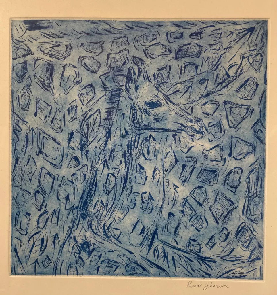 Aguafuerte - Jirafa - hecha por Randi Johansson