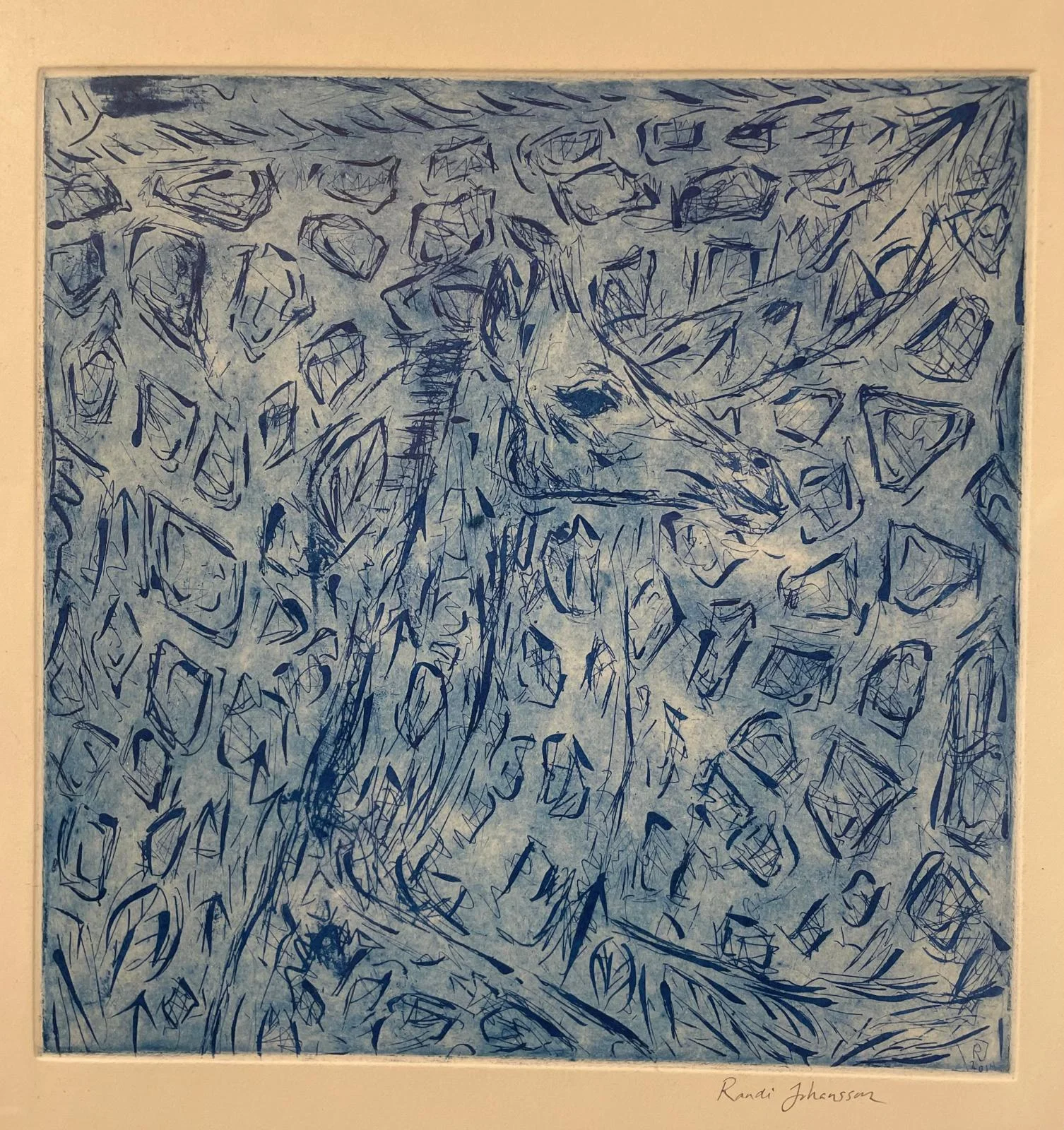 Aguafuerte - Jirafa -  hecha por Randi Johansson