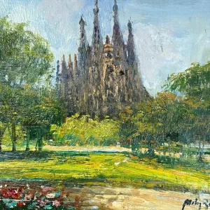 La Sagrada familia óleo sobre carton xavier moles ballesteros 18x14
