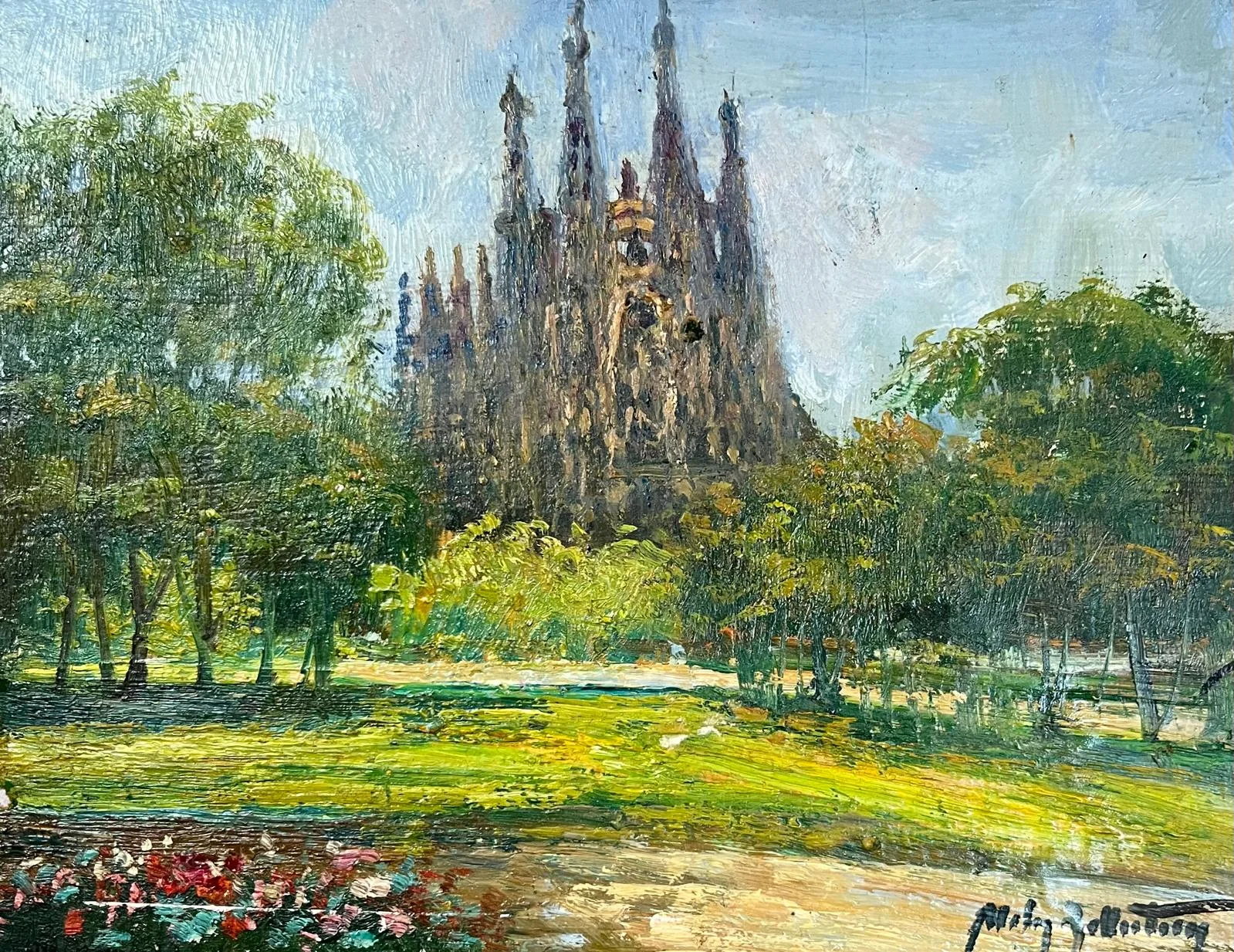 La Sagrada familia óleo sobre carton xavier moles ballesteros 18x14